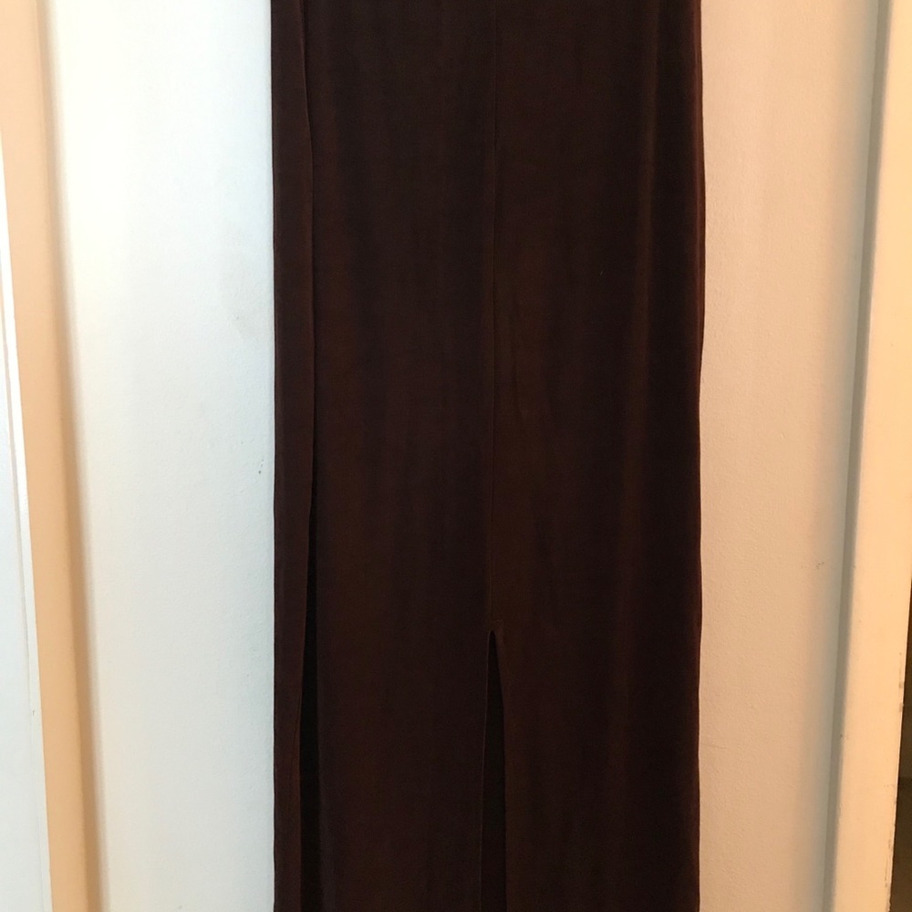 Susan Lawrence Petite brown slit skirt
